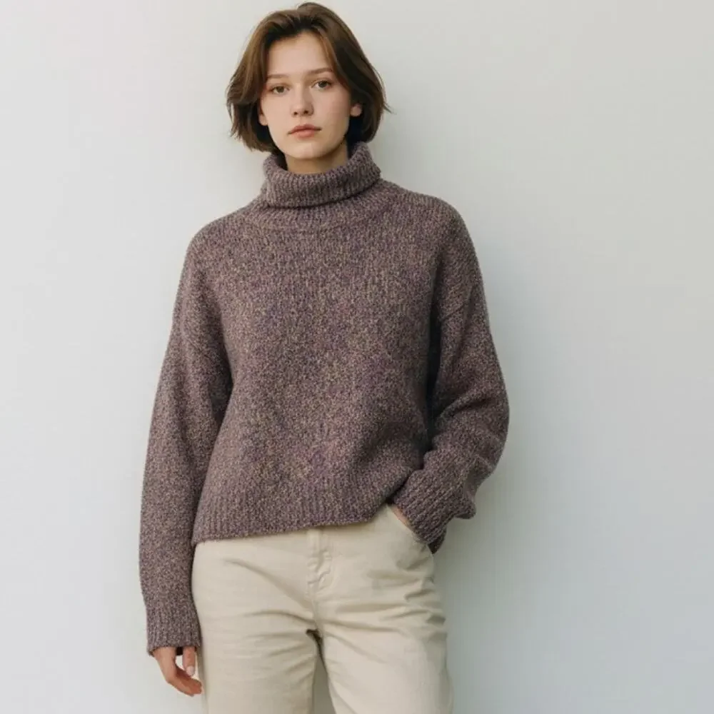 sweater L multicolored marled knit turtleneck purple Vintage 90's Chucky Large